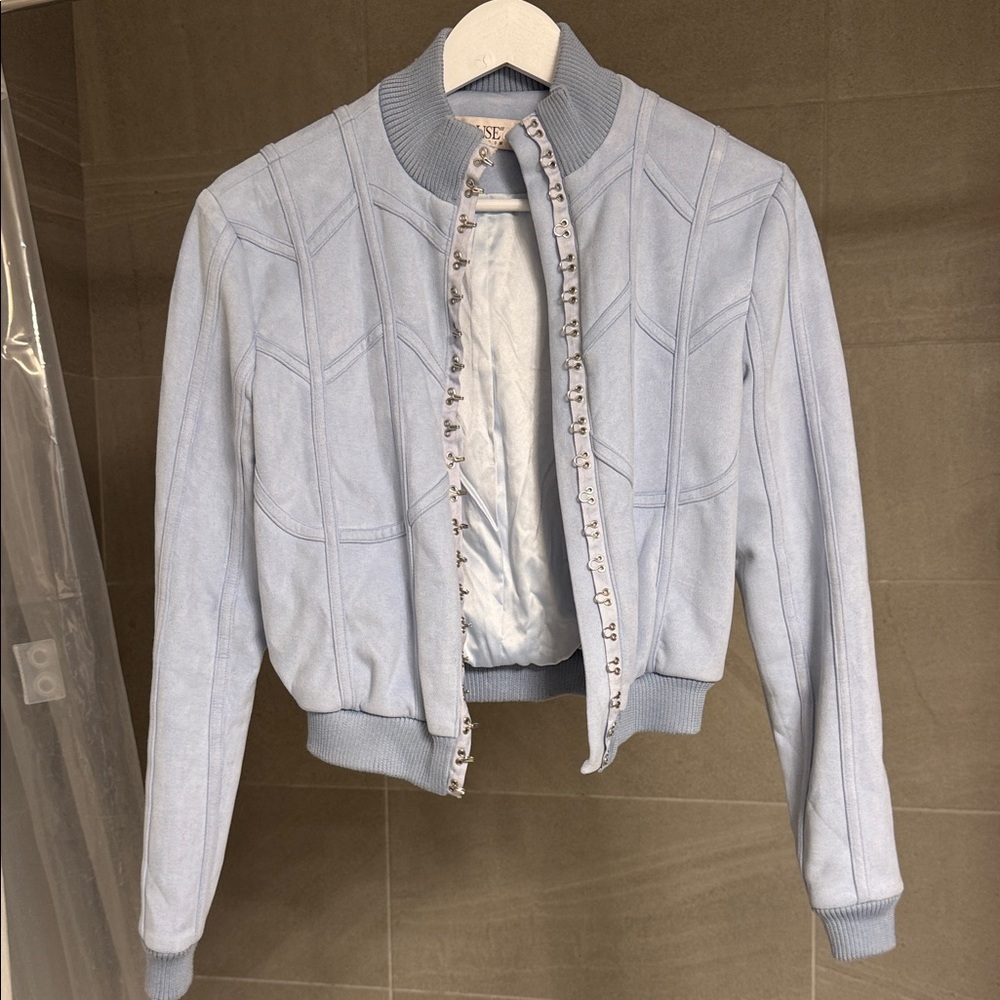 House of CB Light Blue Suede Women's Jacket (Silk Lined) - VERY LIGHTLY USED